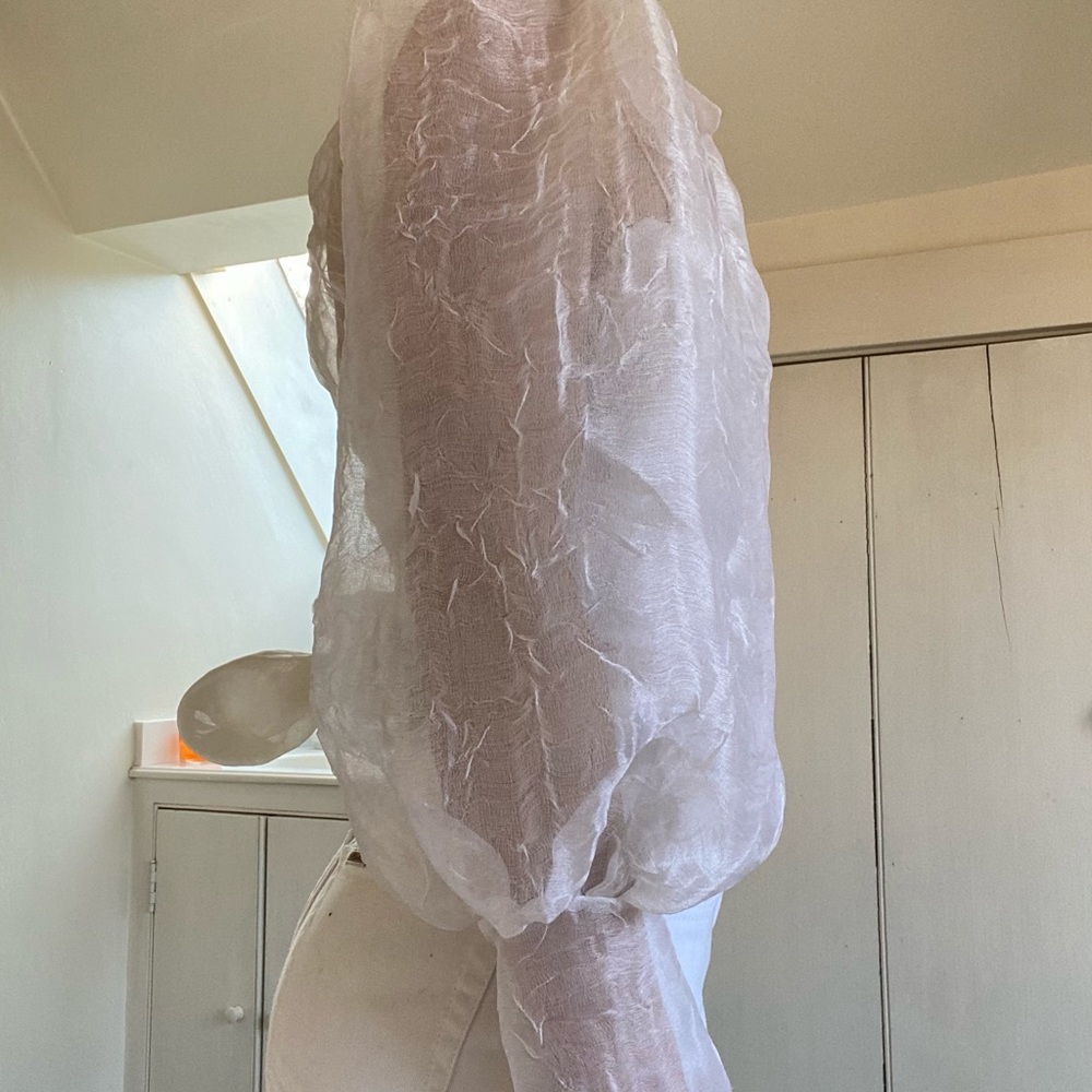 Maison Cleo Julie Crinkled Silk Organza Blouse xs - Picture 9 of 13